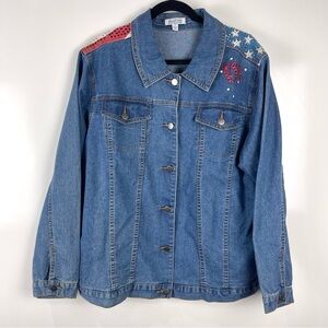Bradford Exchange USA Denim Jacket Embellished Women’s Medium Patriotic Western
